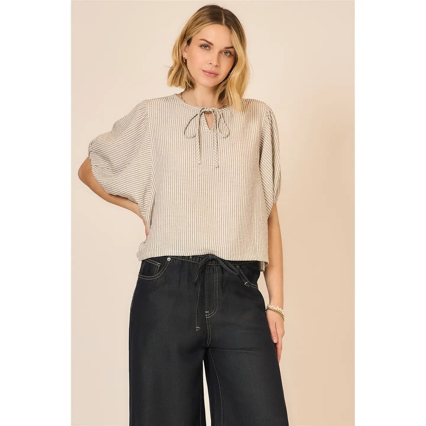 The Sasha Striped Top, Color: Off White, Size: S