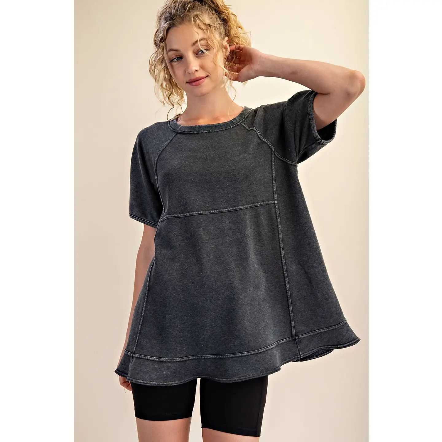 The Ollie Oversized Tunic Top, Color: Black, Size: S
