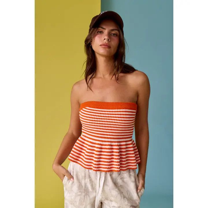 The Sasha Striped Knit Tube Top, Size: S