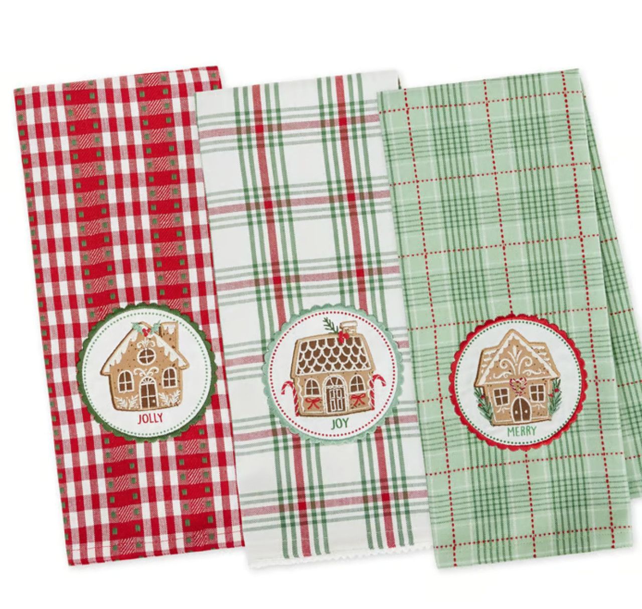 Gingerbread Houses Embellished Dishtowel | Jolly