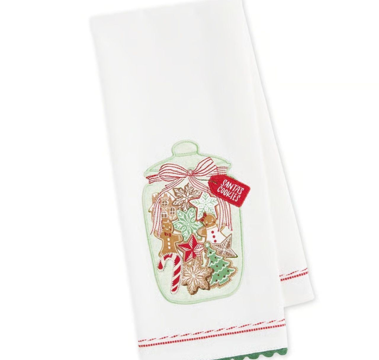 Santa's Cookie Jar Embellished Dishtowel
