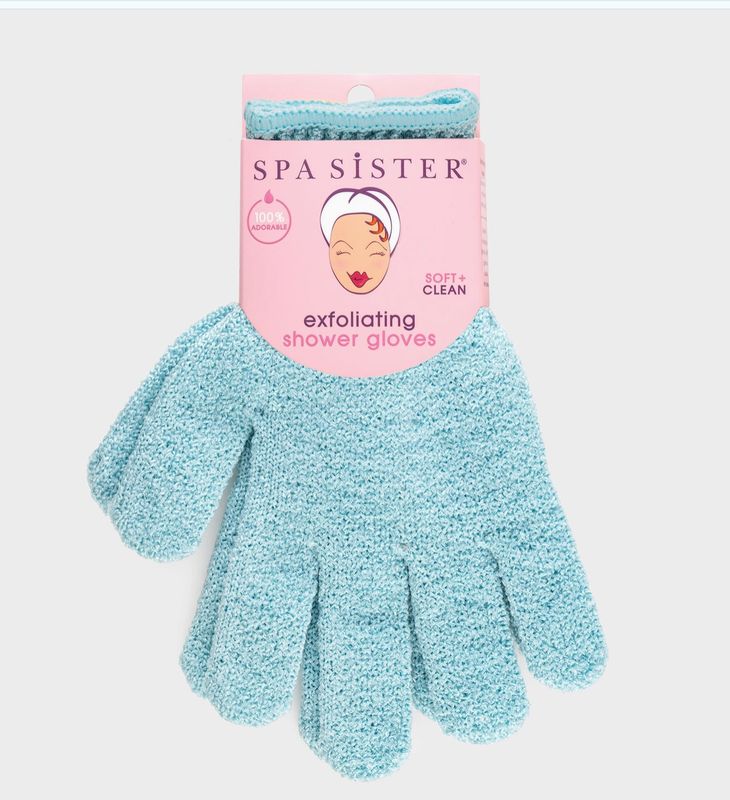 Spa Sister® Exfoliating Shower Gloves | Blue