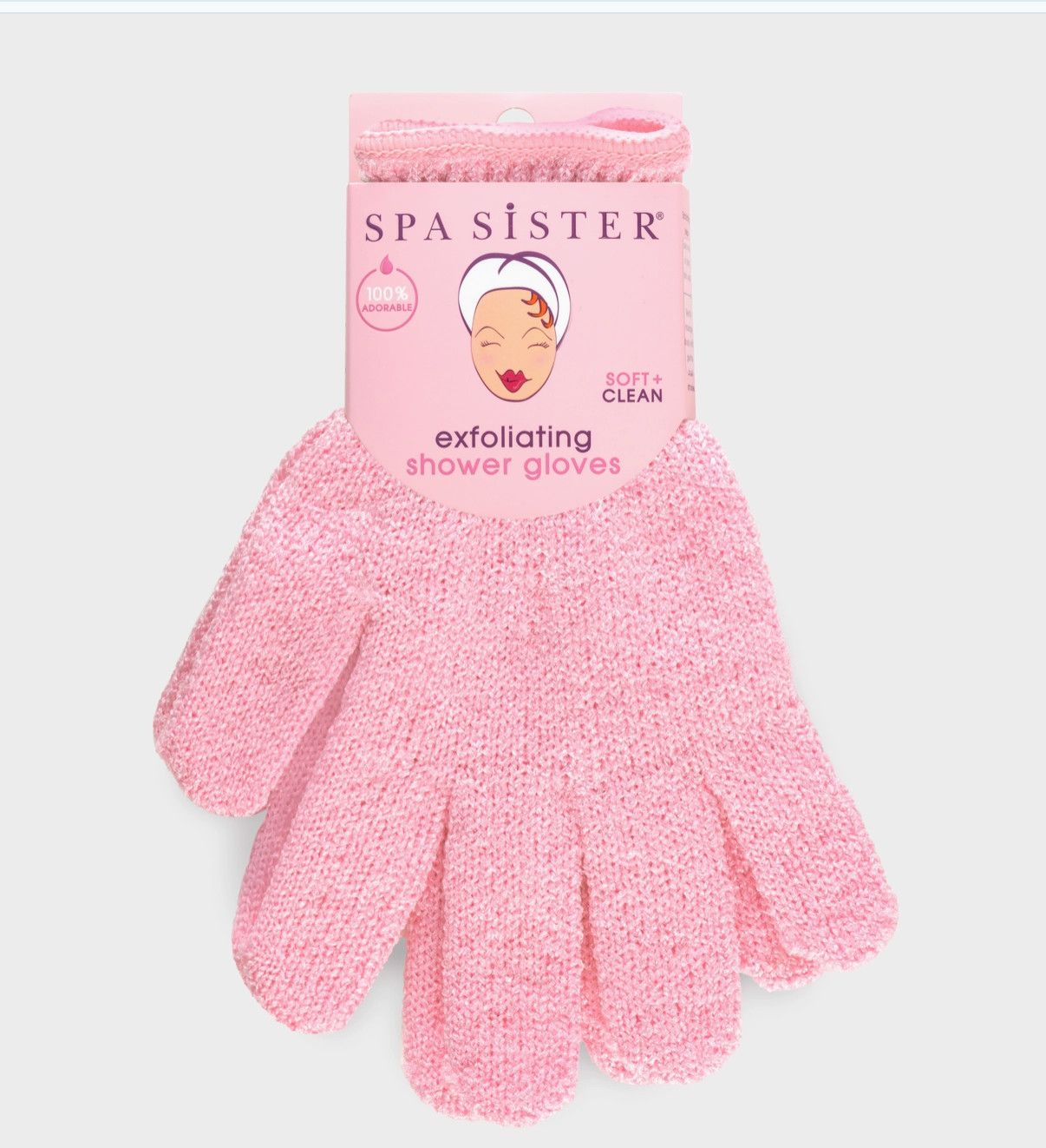 Spa Sister® Exfoliating Shower Gloves | Pink