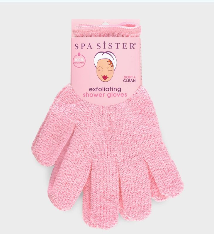 Spa Sister® Exfoliating Shower Gloves | Pink