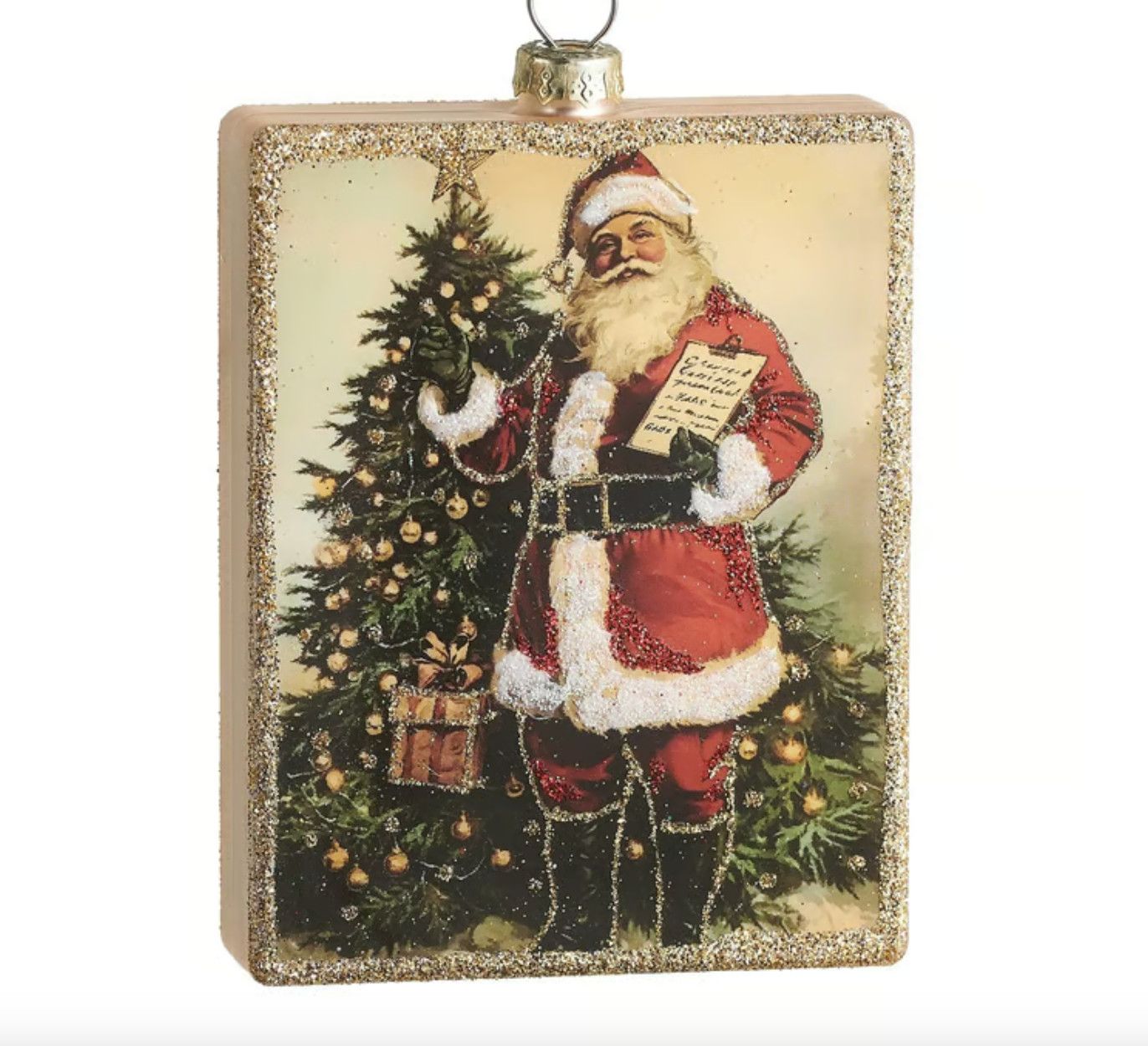 Checking it Twice Square Ornament