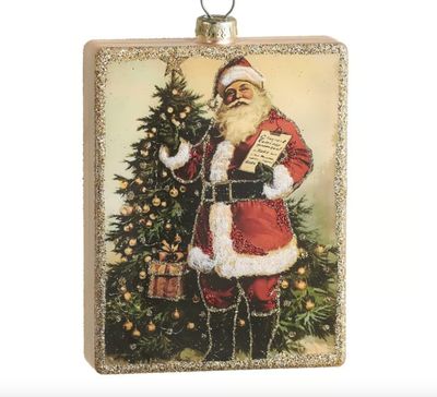 Checking it Twice Square Ornament