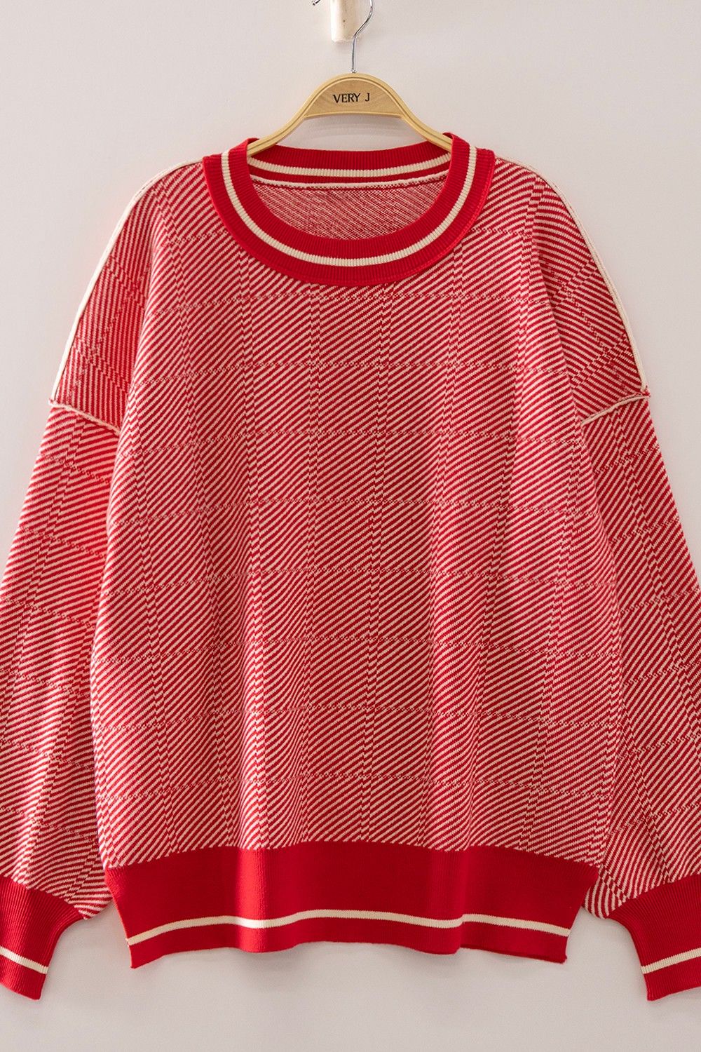 The Gianna Geometric Sweater, Color: Red, Size: S