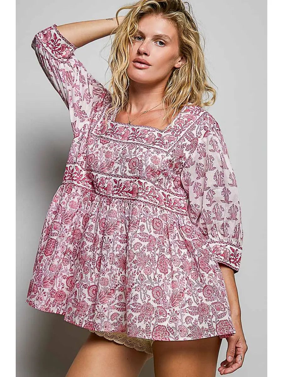 The Beau Boho Square Neck Top, Size: S