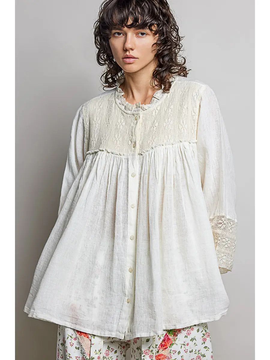 The Rune Relaxed Flowy Lace Top, Size: S