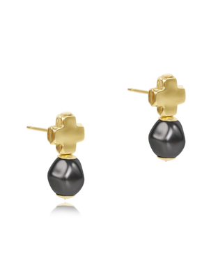 Enewton Signature Cross Gold Stud Classic Pearl Dark Grey