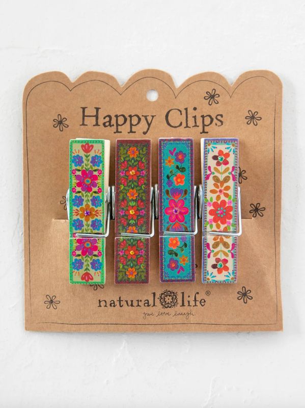 Happy Clips Set Of 4 | Multi Folk Flower