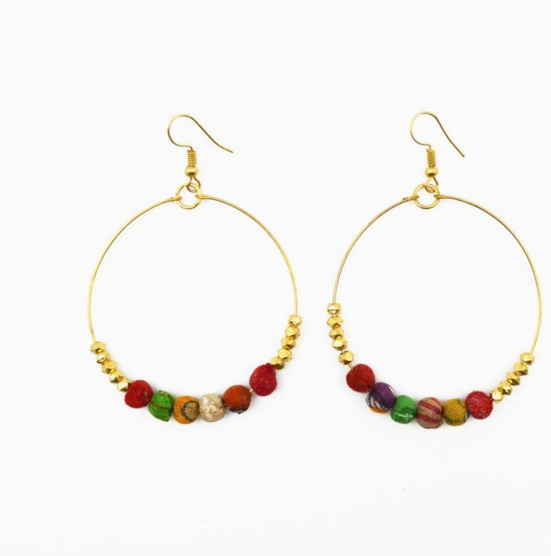 Aasha Nuggets Open Hoop Earrings