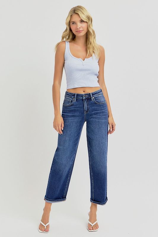 The Risen High Rise Crop Boyfriend Jeans