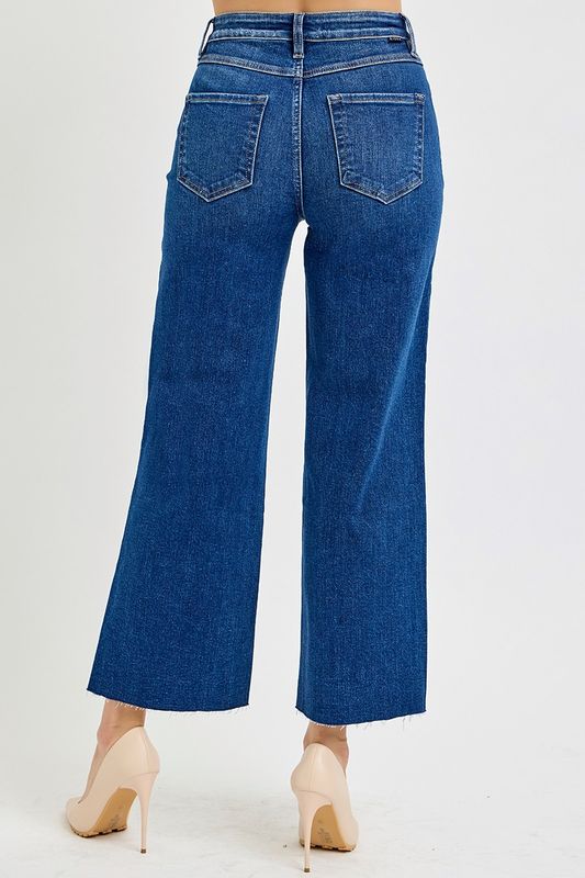 The Risen Tummy Control High Rise Wide Crop Jeans