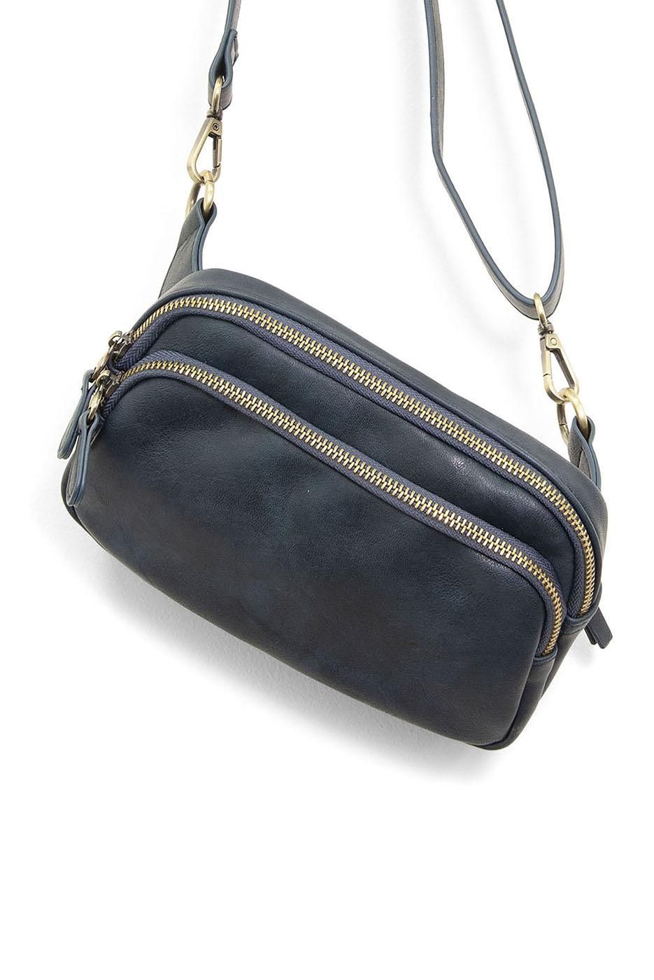 The Kylie Double Zip Sling Belt Bag, Color: Navy