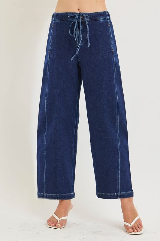 The Risen Elastic Band Slouchy Crop Barrel Jeans