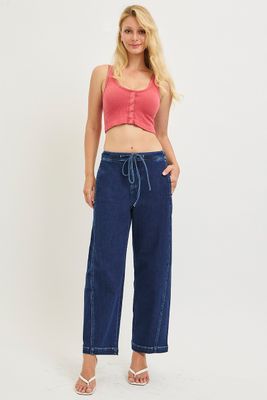 The Risen Elastic Band Slouchy Crop Barrel Jeans