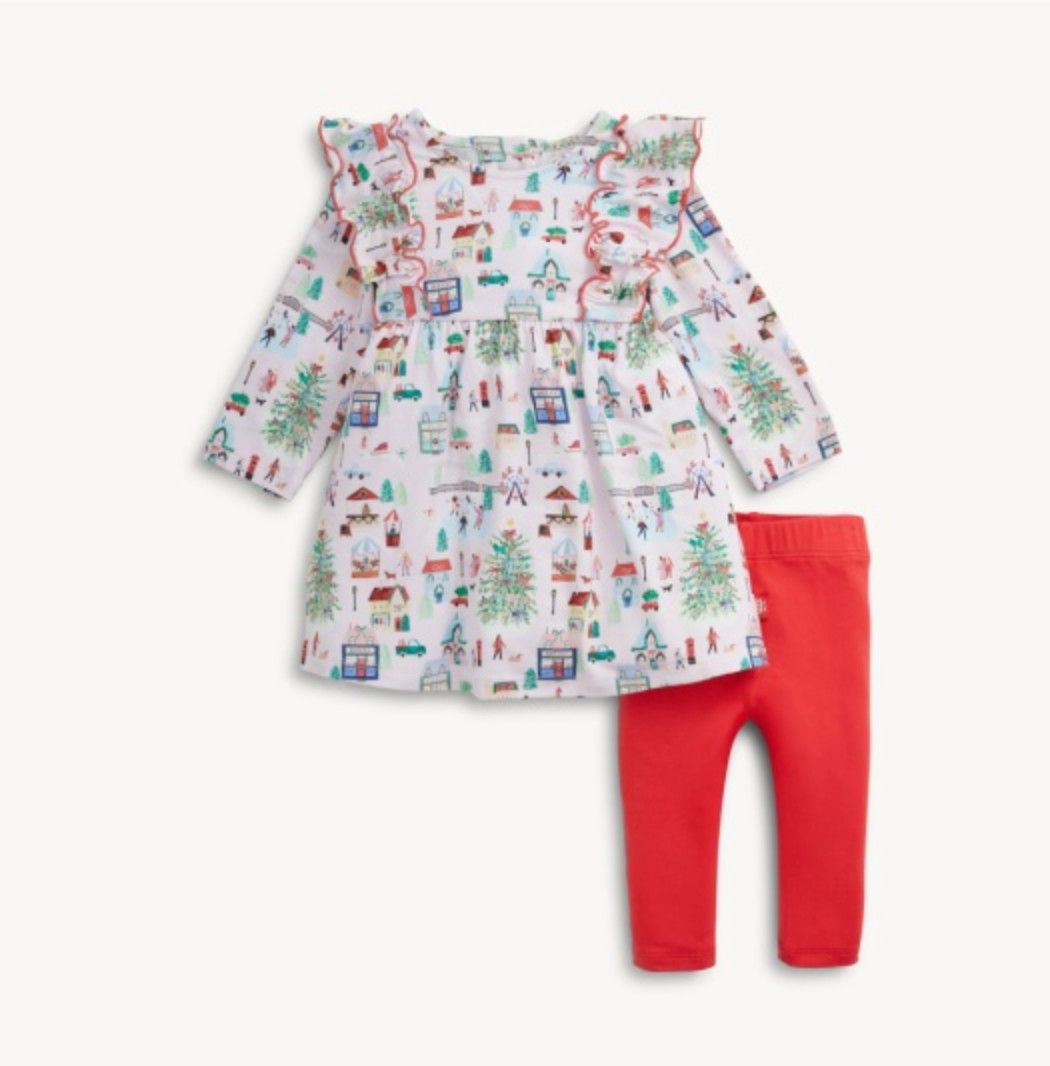 Magnetic Me™ Winter Village Long Sleeve Dress with Leggings, Size: 12-18m