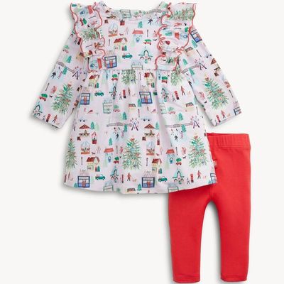 Magnetic Me™ Winter Village Long Sleeve Dress with Leggings