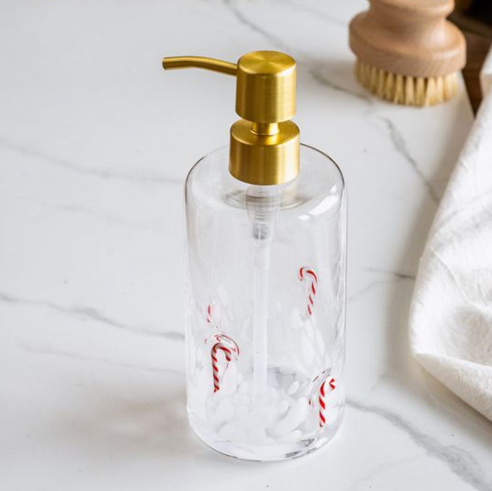 Candycane Glass Soap Pump