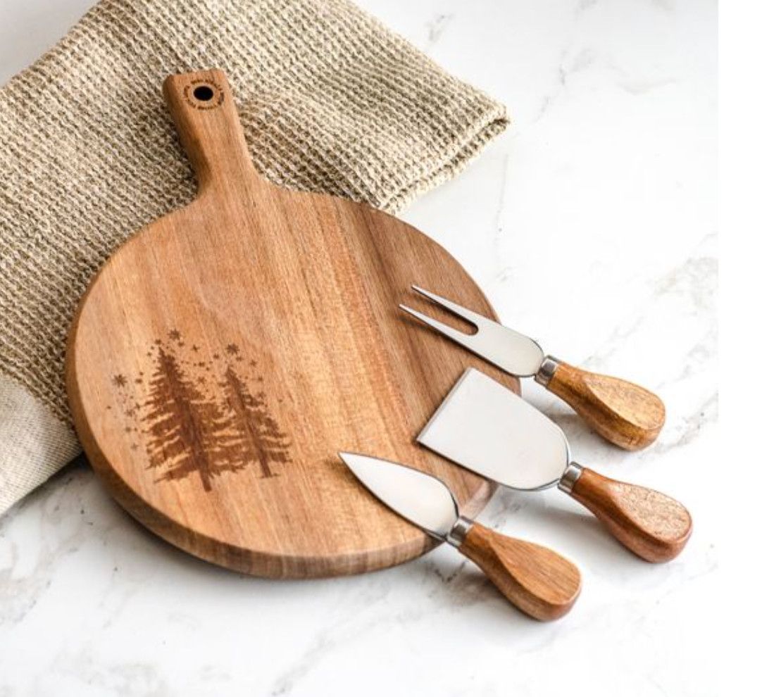 Tree 3 Piece Cheese Board & Knife Set Tree 3 Piece Cheese Board & Knife Set
