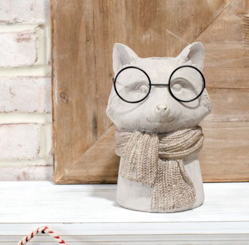 Scarfed Eyeglass Fox Vase