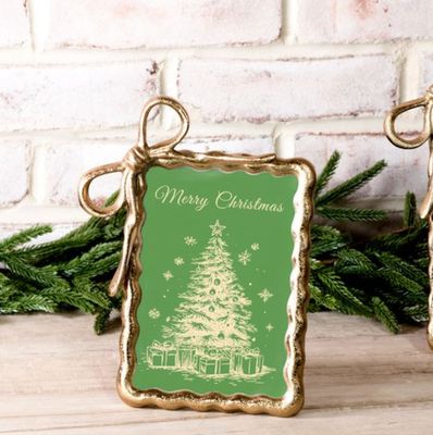 Gold Ribbon Merry Christmas Frame