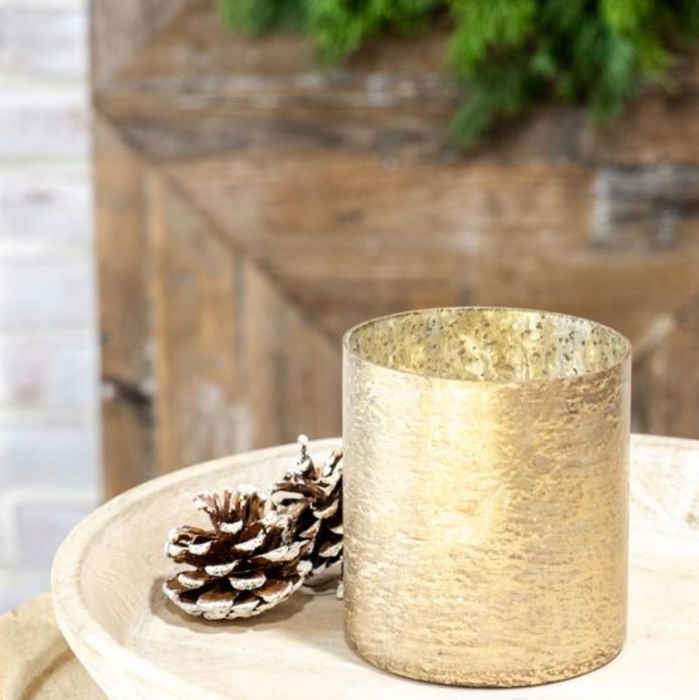 Gold Foil Glass Vase/Candleholder 5"