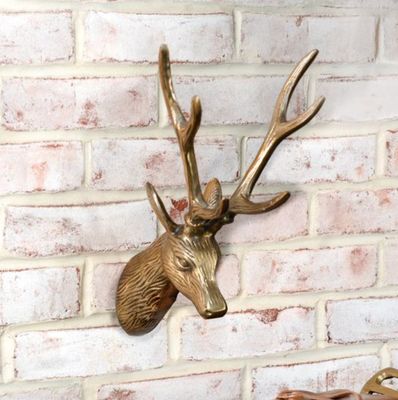 Antique Gold Deer Head Wall Hanger