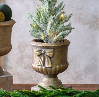 Gold Bow Holiday Planter