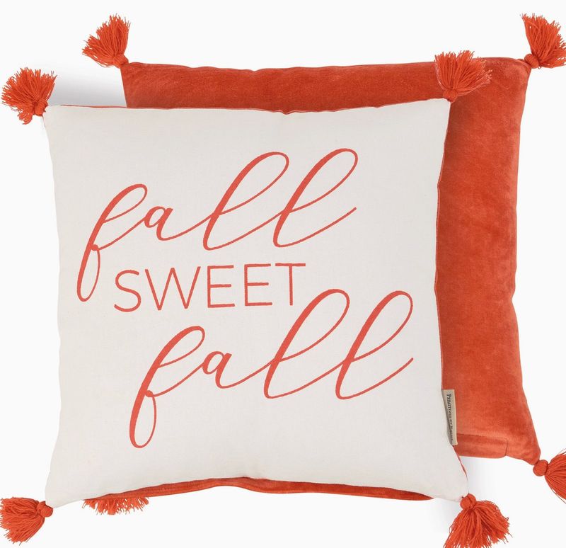 Orange Fall Sweet Fall Pillow with Tassels