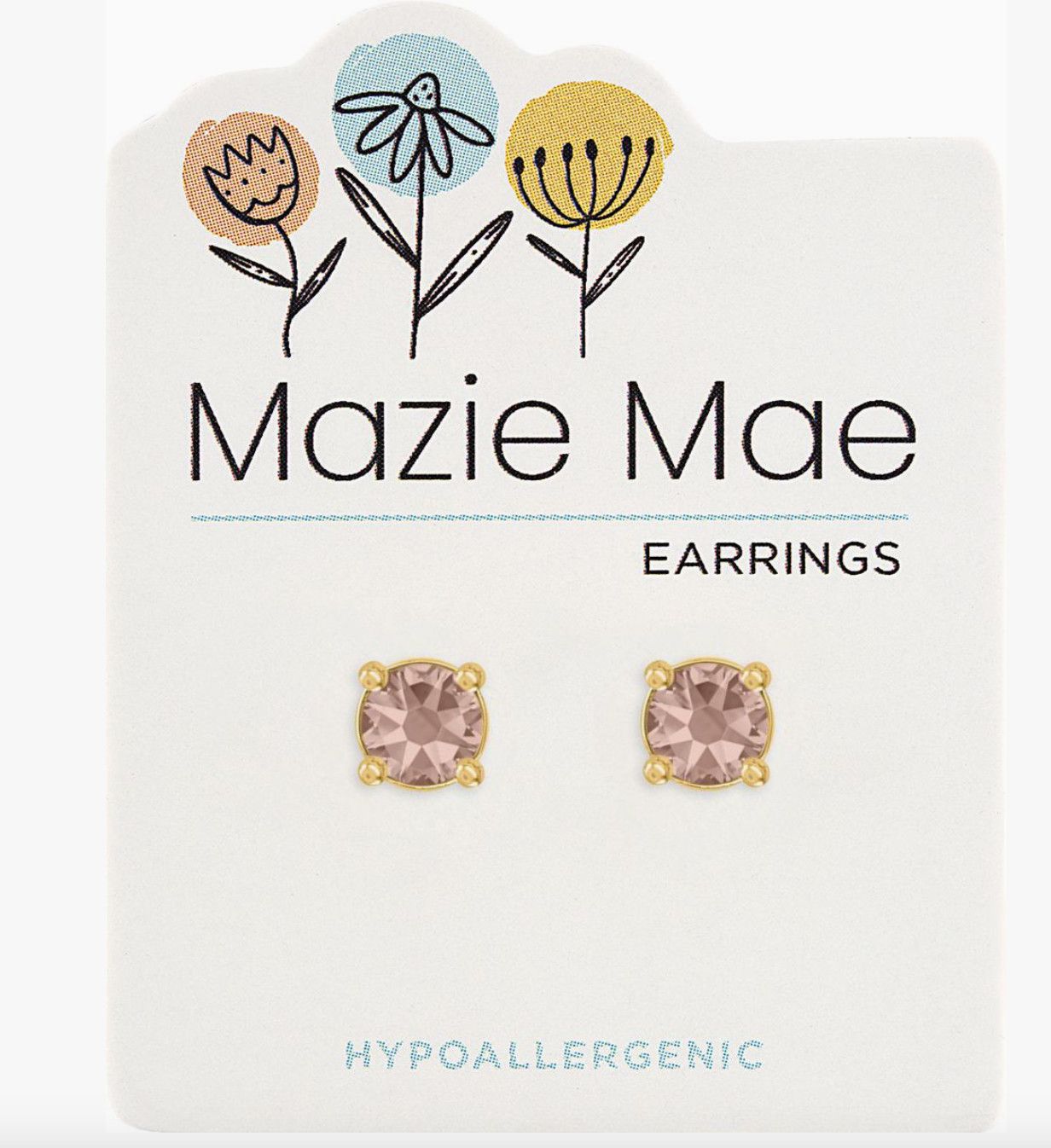Mazie Mae Girl Earrings | Gold Vintage Rose Solitaire