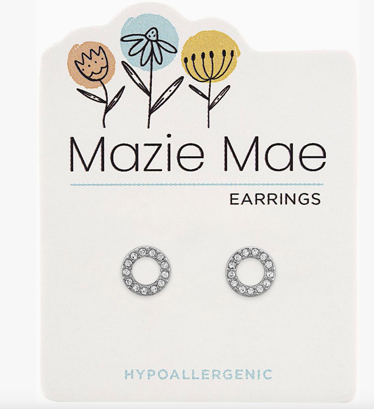 Mazie Mae Girls Earrings | Silver Crystal Open Circle Stud