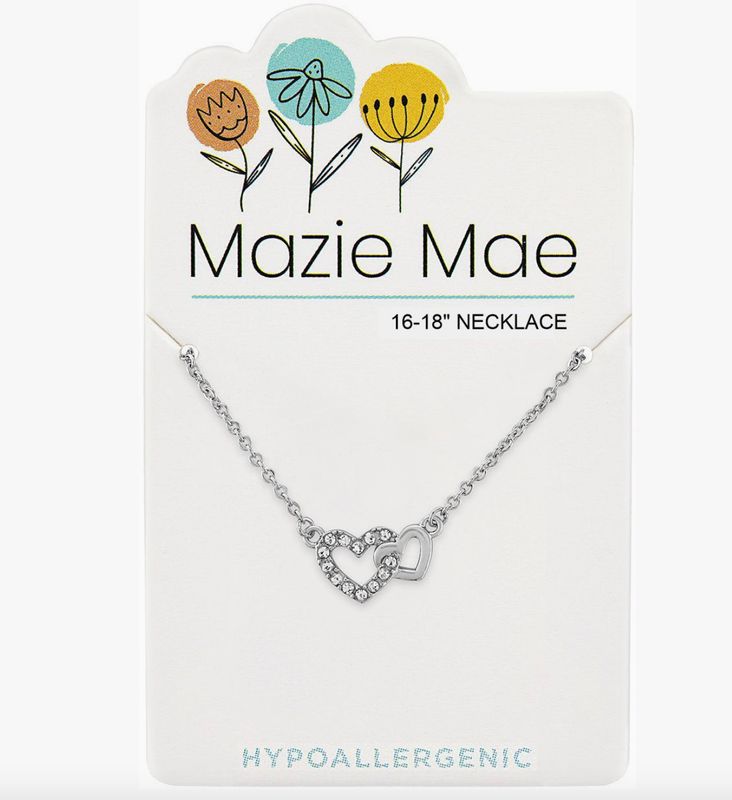 Mazie Mae Girls Necklace | Silver Interlocking Hearts