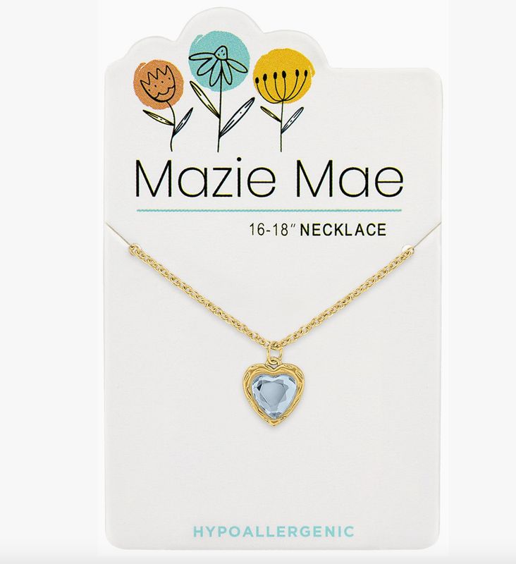 Mazie Mae Girls Necklace | Gold Sapphire Heart