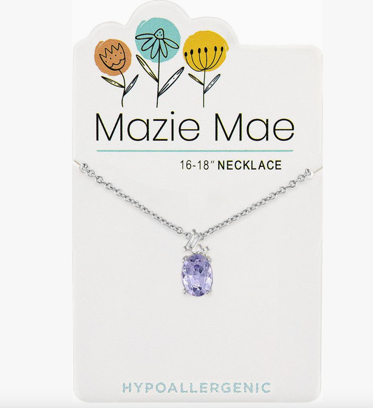 Mazie Mae Girls Necklace | Silver Amethyst Oval Trio