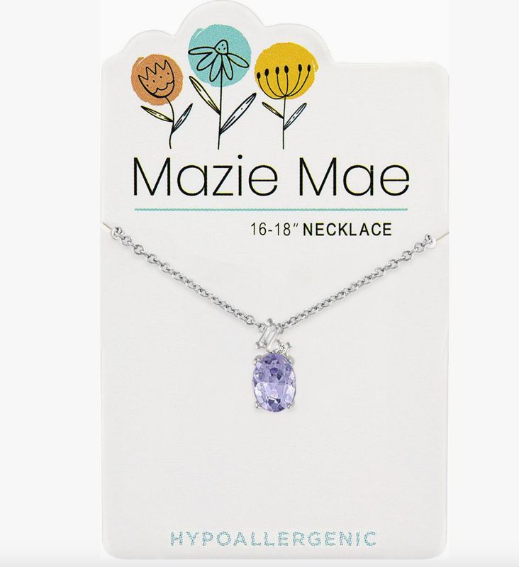 Mazie Mae Girls Necklace | Silver Amethyst Oval Trio