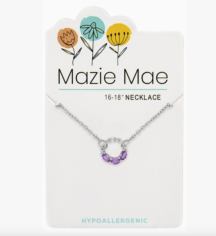 Mazie Mae Girls Necklace | Silver Tanzanite Open Circle
