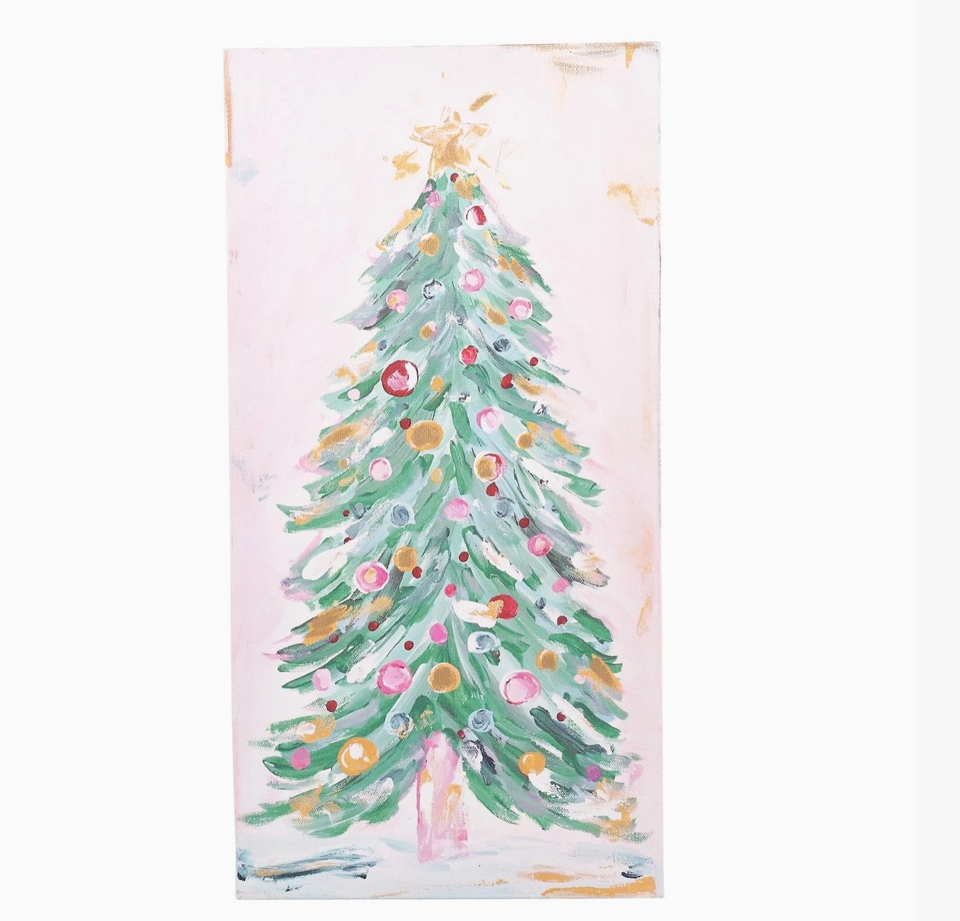Snowy Bright Christmas Tree Canvas