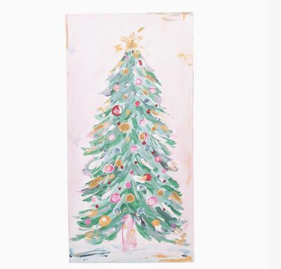 Snowy Bright Christmas Tree Canvas