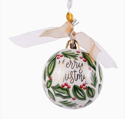 Merry Christmas Holly Ornament