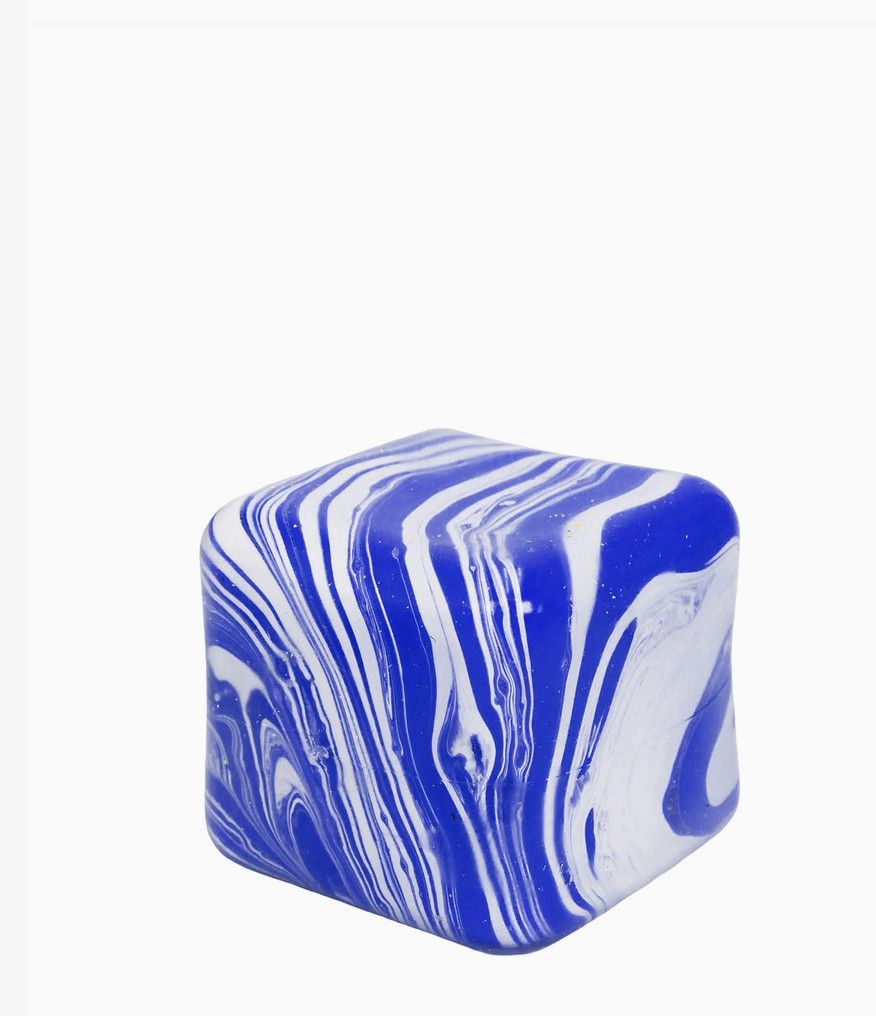 Marbled Cube Squishy | Blue/White