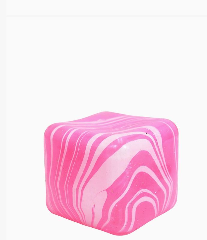 Marbled Cube Squishy | Pink/White