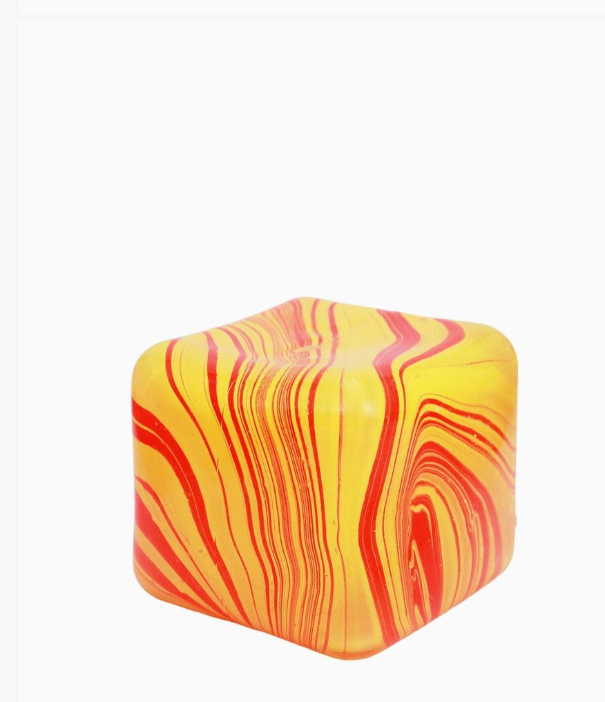 Marbled Cube Squishy | Yellow/Red