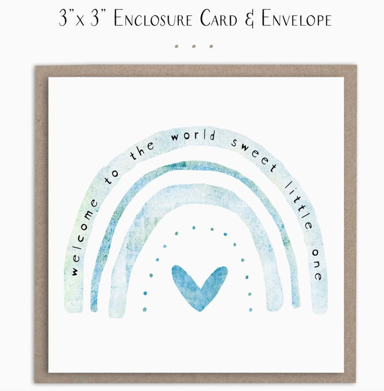 Enclosure Card | Welcome to the World Little One Blue Rainbow