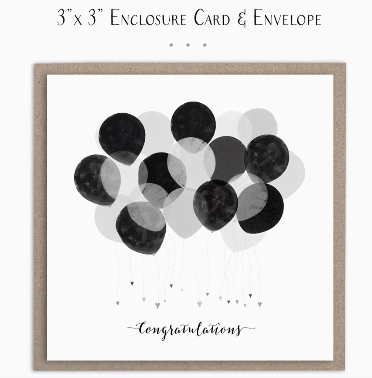 Enclosure Card | Congratulations Black Silver Balloons