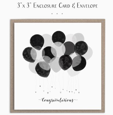 Enclosure Card | Congratulations Black Silver Balloons