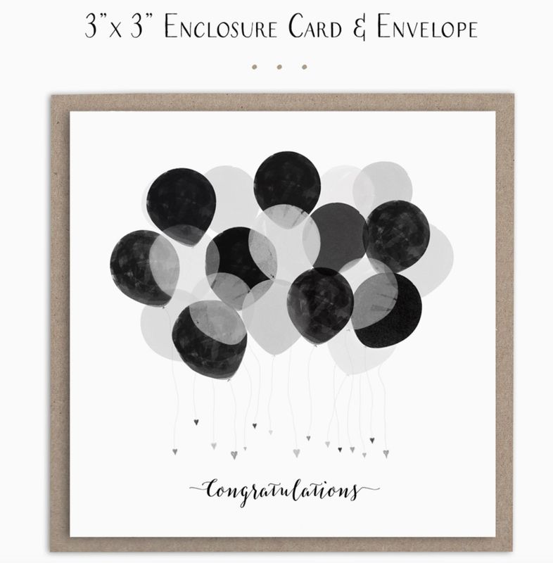 Enclosure Card | Congratulations Black Silver Balloons