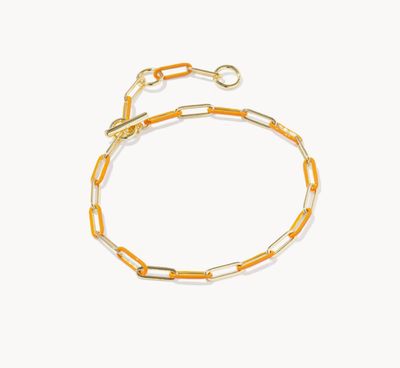 The Courtney Enamel Link Bracelet in Gold Orange