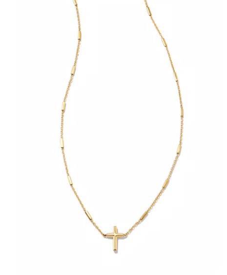 Delicate Cross Pendant Necklace in 14K Gold